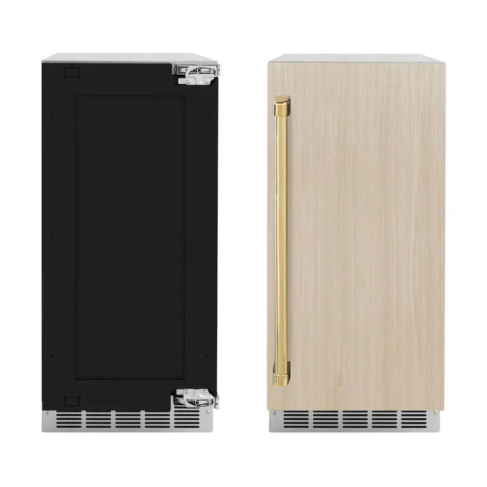 ZLINE 15" Touchstone Gourmet Ice Maker Drain Pump Panel Ready Door Polished Gold IGMDPZ-15-G
