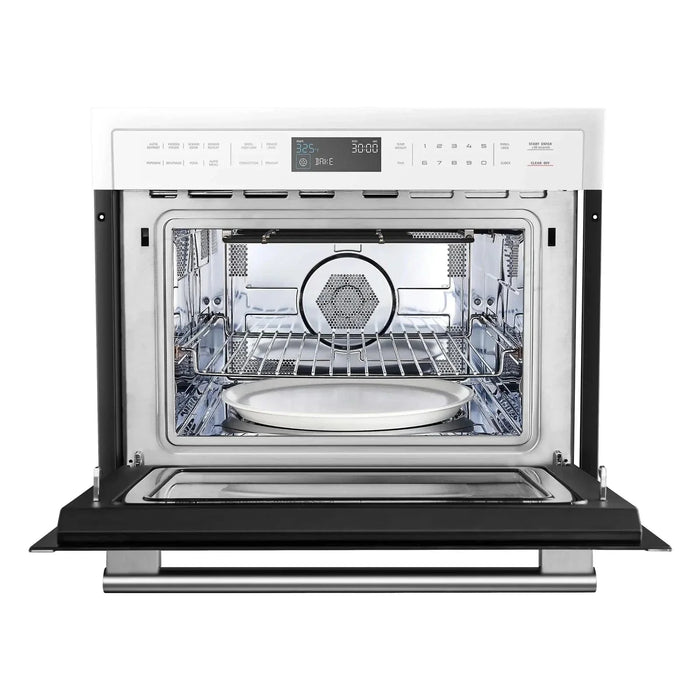 Forno Espresso 24" Built-In Microwave Oven, White. Antique Brass Handles, FMWDR3093-24WHT