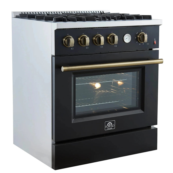 FORNO Marco 30" Gas on Gas Range FFSGS6277-30BLK