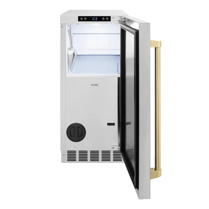 ZLINE 15" Touchstone Gourmet Ice Maker Drain Pump Stainless Steel Door Champagne Bronze IGMDZ-ST-15-CB