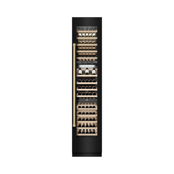 ZLINE 18"Triple Zone 68 Bottle Right Hinge Column Wine Cooler, Black Stainless Steel Champagne Bronze RCWVRZ-BS-18-CB