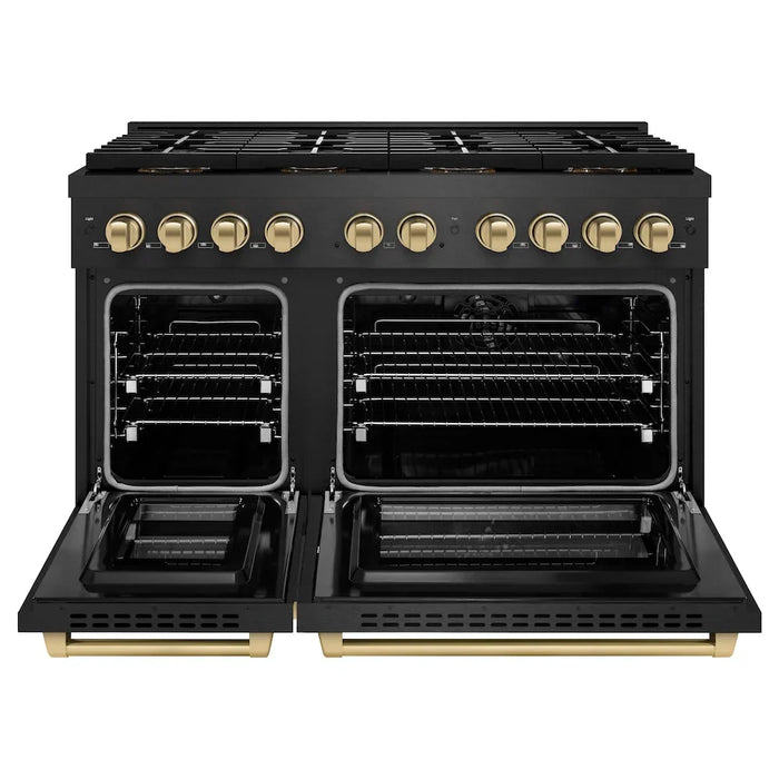 ZLINE 48" Paramount Dual Fuel Range DuoPro™ Cooktop, Electric Convection Oven, Black Satin Stainless Steel PSDRBSZ-48-CB09K