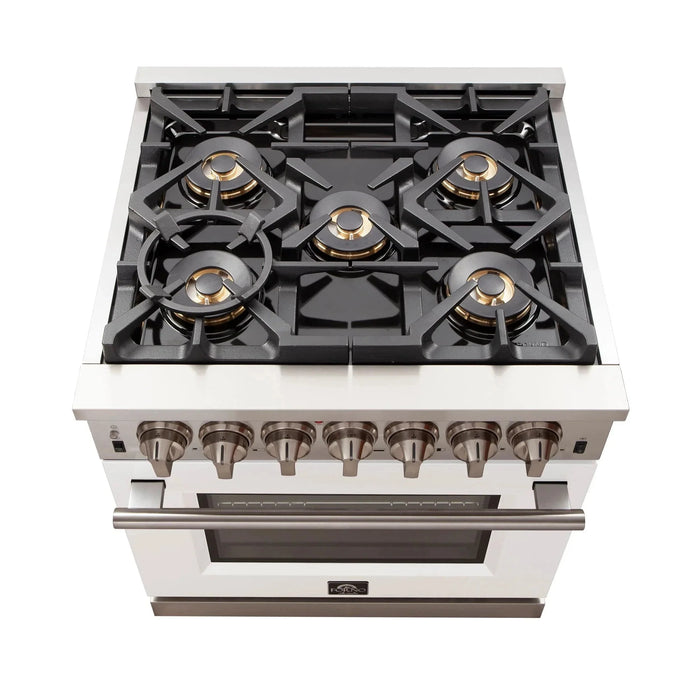 FORNO Capriasca 30" Gas on Gas Range FFSGS6260-30WHT