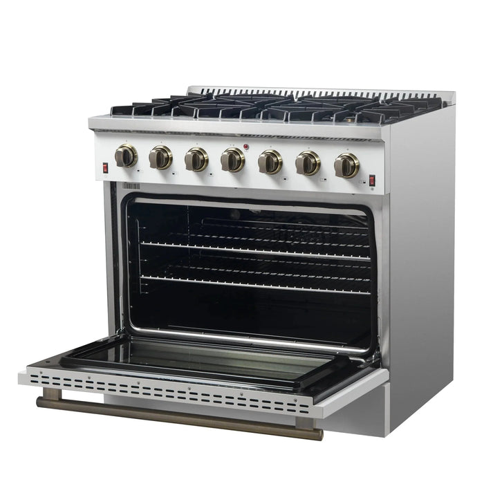 FORNO Galiano 36" Gas on Gas Range FFSGS6244-36WHT