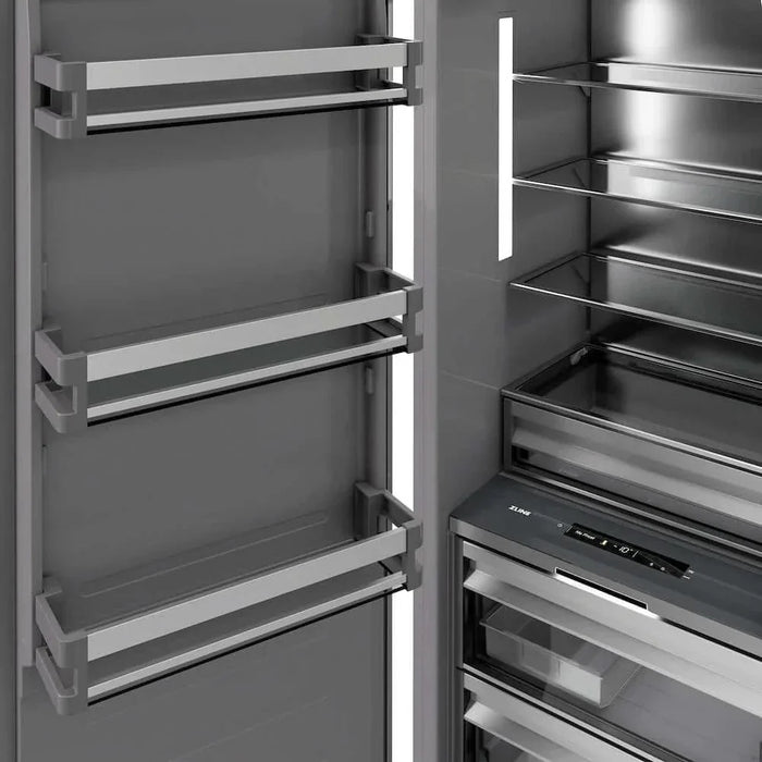 ZLINE 18" Left Hinge Column Freezer White Matte Stainless Steel, Graphite Gray Interior Matte Black RCFVLZ-WM-18-MB09K