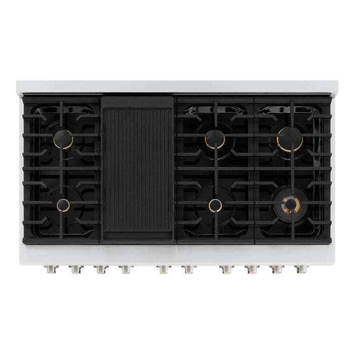 ZLINE 48"Paramount Dual Fuel Range Stainless Steel, Brass Burner, SDR-BR-4809K
