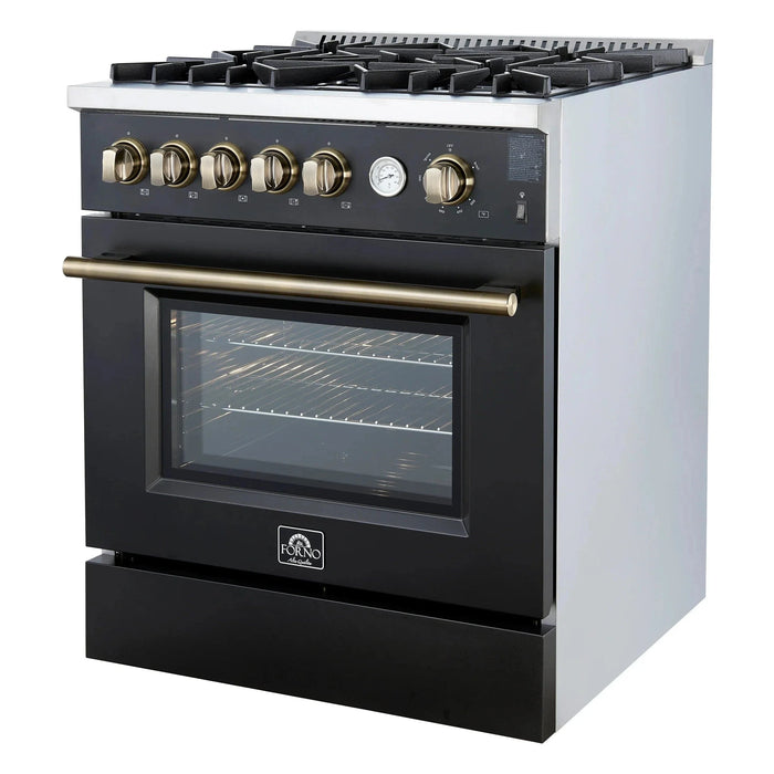 FORNO Giovanni 30" Gas on Gas Range FFSGS6274-30BLK
