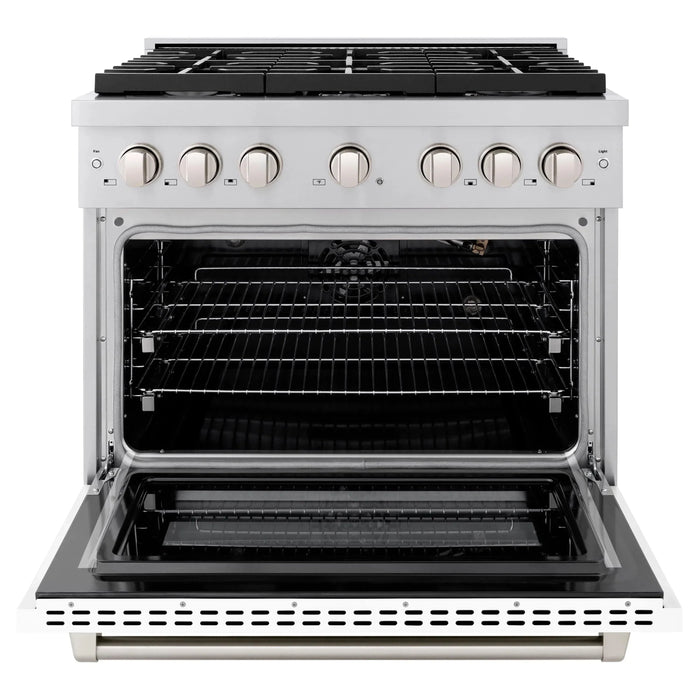 ZLINE 36"Paramount Dual Fuel Range Stainless Steel, White Matte, SDR-WM-3609K