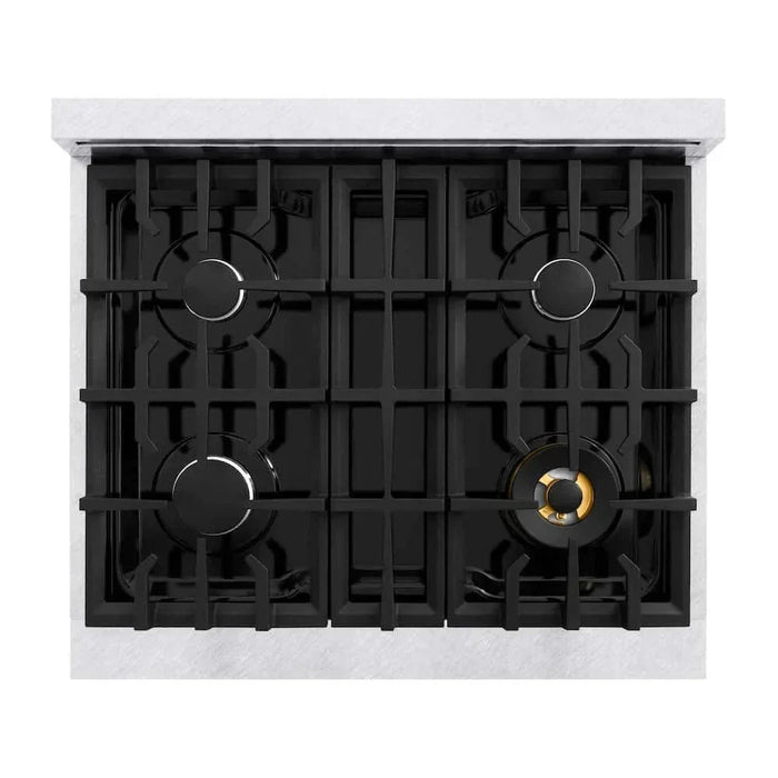 ZLINE 30"Classic Gas Range, Convection Gas Oven, DuraSnow® Stainless Steel, White Matte Door CGRS-WM-3009K