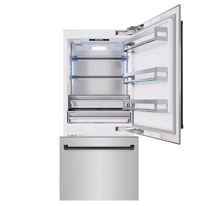 ZLINE 36" Built-In Bottom Freezer Refrigerator,Water Dispenser, Ice Maker, Matte Black RBITZ-304-36MB09K