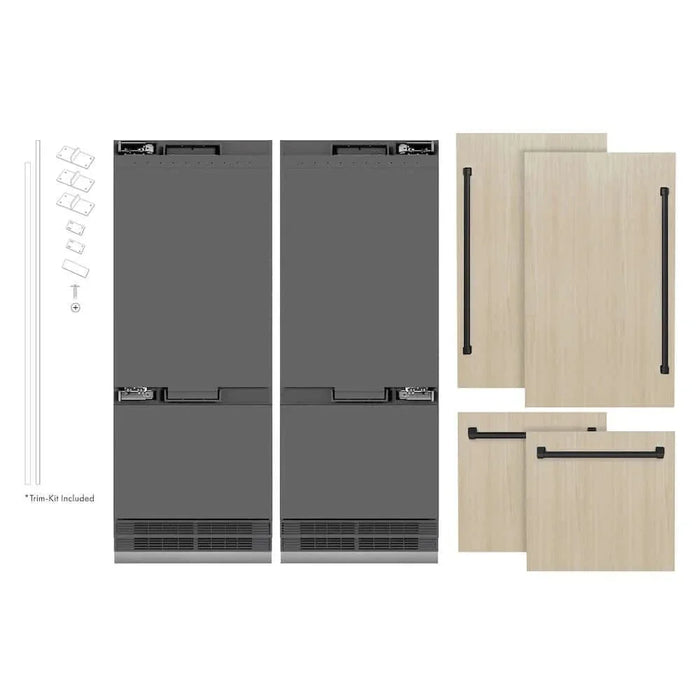 ZLINE 60" Panel Ready Built-In Bottom Freezer Refrigerator,Water Dispenser, Ice Maker,Graphite Gray, Matte Black GRBIVZ-60-MB09K