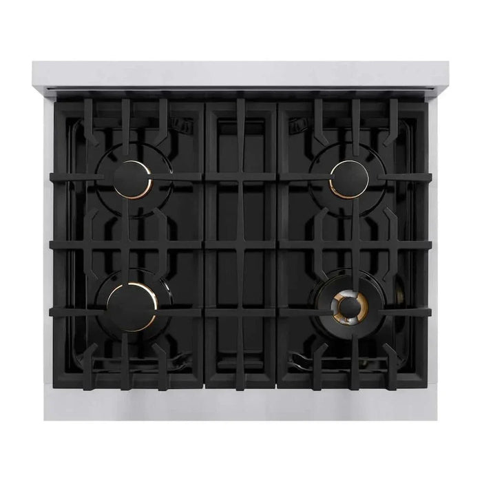 ZLINE 30" Select Dual Fuel Range Gas Cooktop Electric Convection Oven Stainless Steel Brass Burners HDR-BR-3009K