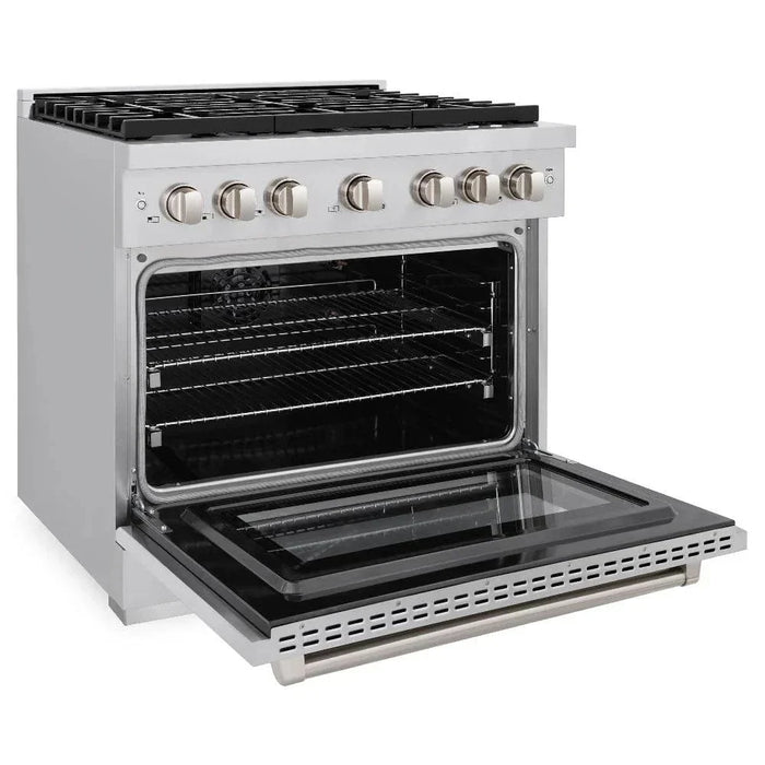 ZLINE 36"Paramount Dual Fuel Range Stainless Steel, Brass Burner, SDR-BR-3609K