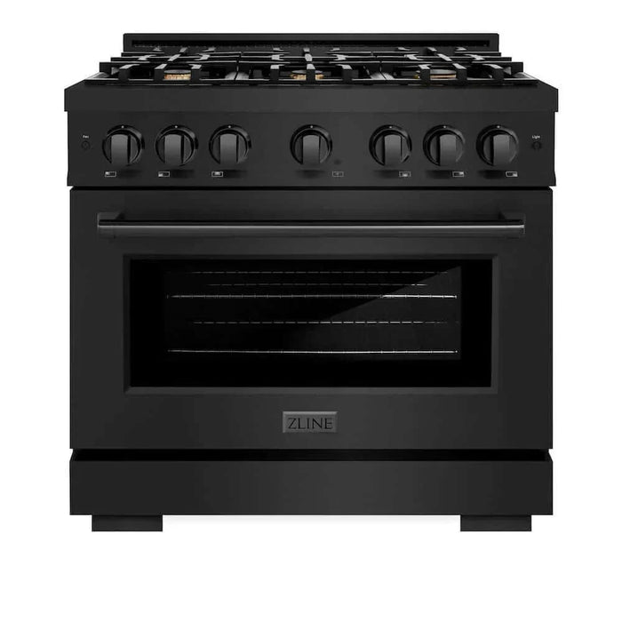 ZLINE 36" Select Dual Fuel Range Gas Cooktop Electric Convection Oven Black Stainless Steel Brass Burners HDRB-BR-3609K