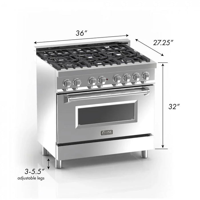 ZLINE 36" Bundle Range RAS-BG-36 & Range Hood 8654BG-36, 2KP-RASBGRH3609K