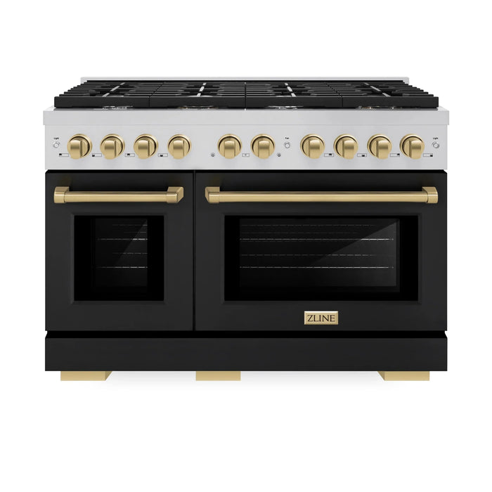 ZLINE 48"Paramount Dual Fuel Range Black Matte Champagne Bronze SDRZ-BLM-48-CB09K