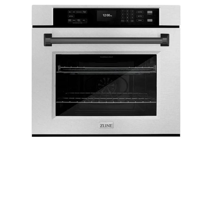 ZLINE 30"Professional True Convection Single Wall Oven, Air Fry, Self Clean, DuraSnow® Matte Black WASSZ-30-MB