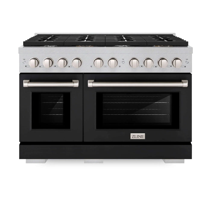 ZLINE 48"Paramount Dual Fuel Range DuraSnow® Black Matte SDRS-BLM-4809K
