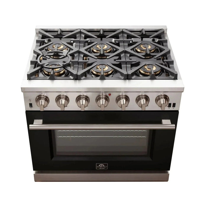 FORNO Capriasca 36" Dual Fuel Range FFSGS6187-36BLK