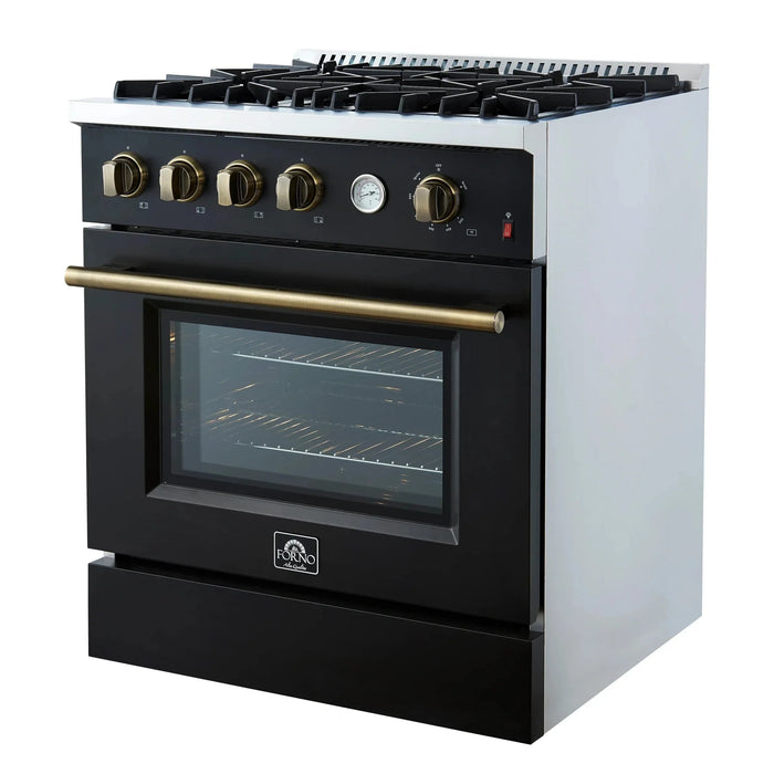 FORNO Marco 30" Gas on Gas Range FFSGS6277-30BLK
