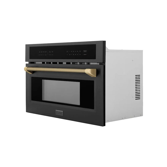 ZLINE Autograph Edition 30" Built-in Convection Microwave Oven, Black Stainless Steel, Helix Handle MWOZ-30-BS-KCB