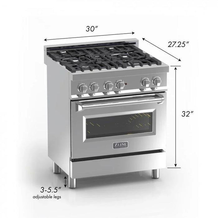 ZLINE 30" Bundle Range RAS-BLM-30 & Range Hood 8654BLM-30, 2KP-RASBLMRH30