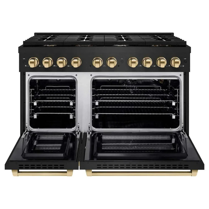 ZLINE 48"Gas Range, Convection Gas Oven, Black, Gold,SGRBZ-48-G09K