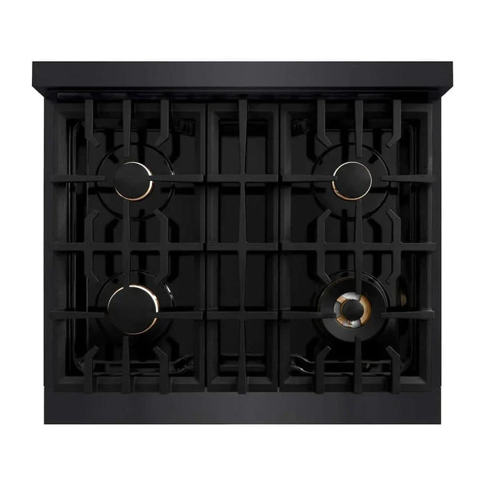 ZLINE 30" Select Dual Fuel Range Gas Cooktop Electric Convection Oven Black Stainless Steel Brass Burners HDRB-BR-3009K