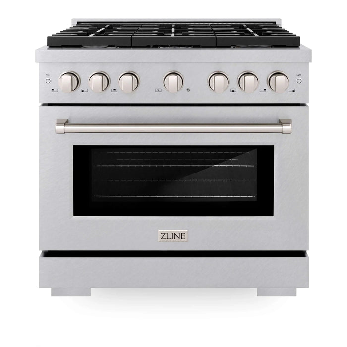 ZLINE 36"Paramount Dual Fuel Range DuraSnow® Brass Burners SDRS-BR-3609K