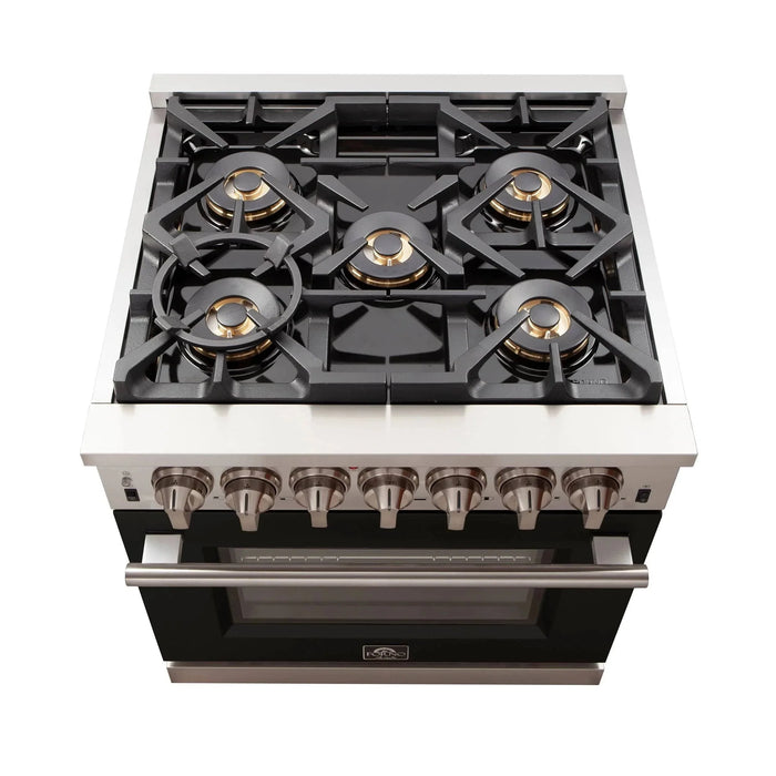 FORNO Capriasca 30" Gas on Gas Range FFSGS6260-30BLK