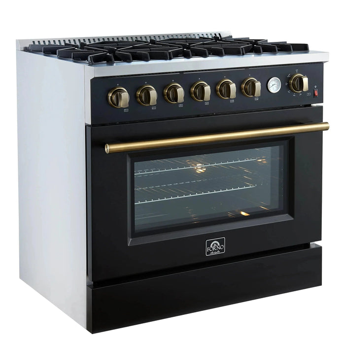 FORNO Marco 36" Gas on Gas Range FFSGS6277-36BLK
