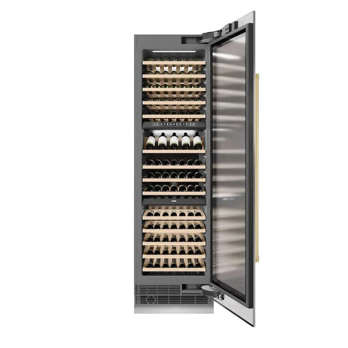 ZLINE 24"Triple Zone 100 Bottle Column Wine Cooler, Stainless Steel Polished Gold RCWVZ-304-24-G