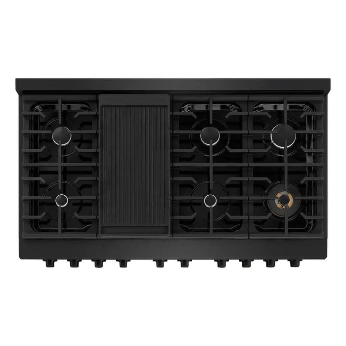 ZLINE 48 in.Gas Range, Convection Gas Oven, Black Stainless Steel, SGRB-4809K