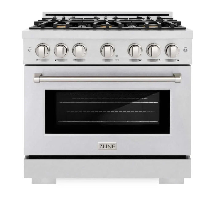 ZLINE 36" Select Gas Range Convection Gas Oven DuraSnow® Stainless Steel Brass Burners HGRS-BR-3609K