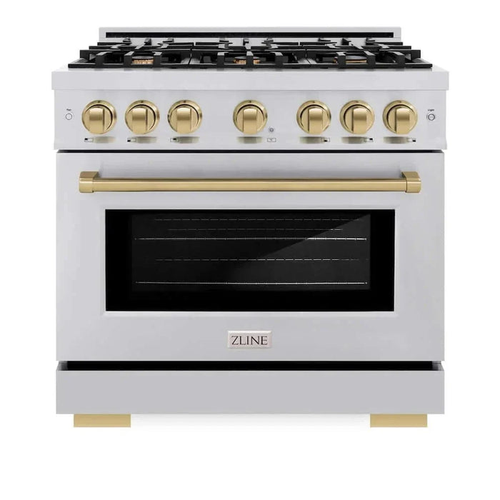 ZLINE 36" Select Gas Range Convection Gas Oven Stainless Steel Champagne Bronze HGRZ-36-CB09K
