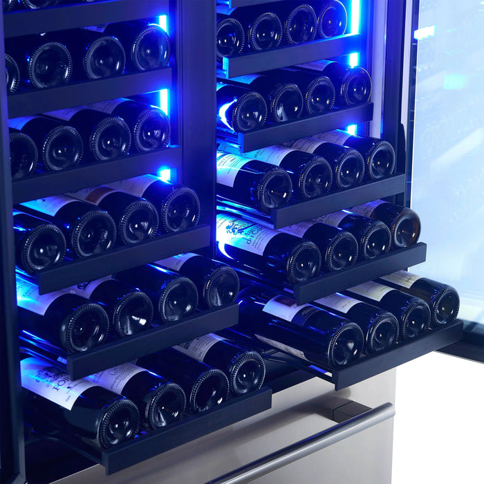 FORNO Campania 32" 120 Bottle Triple Zone French Door Wine Cooler FWCDR6635-32S