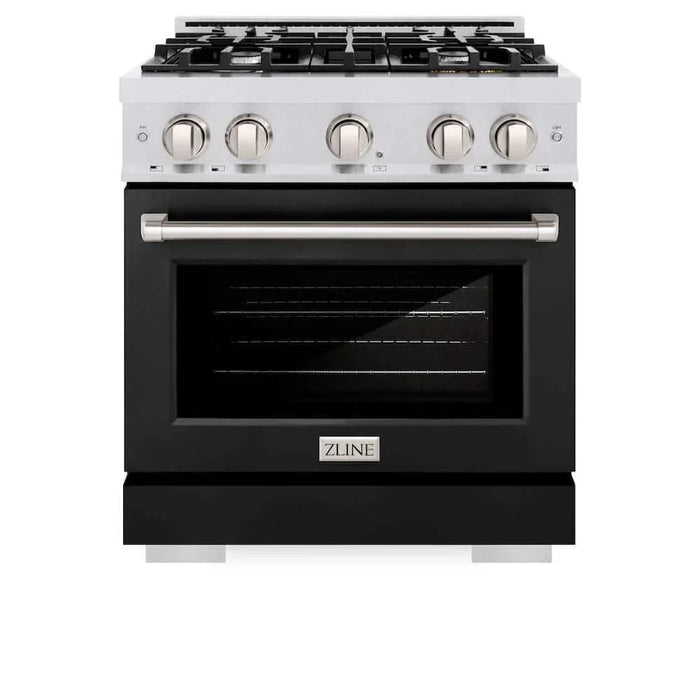 ZLINE 36" Select Gas Range Convection Gas Oven DuraSnow® Stainless Steel Black Matte Door HGRS-BLM-3609K