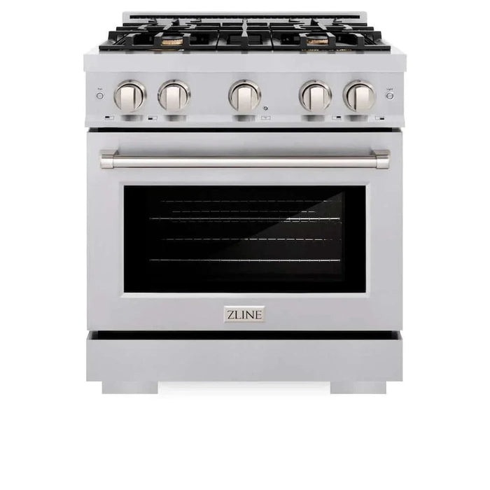 ZLINE 30" Select Dual Fuel Range Gas Cooktop Electric Convection Oven Stainless Steel Brass Burners HDR-BR-3009K