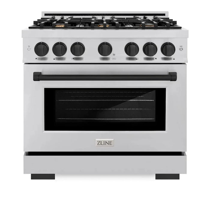 ZLINE 36" Select Gas Range Convection Gas Oven Stainless Steel Matte Black HGRZ-36-MB09K