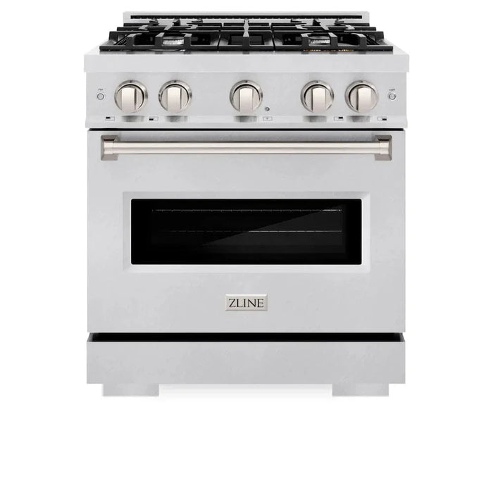 ZLINE 30" Dual Fuel Range, Gas Cooktop, Electric Convection Oven DuraSnow® Stainless Steel, CDRS-30
