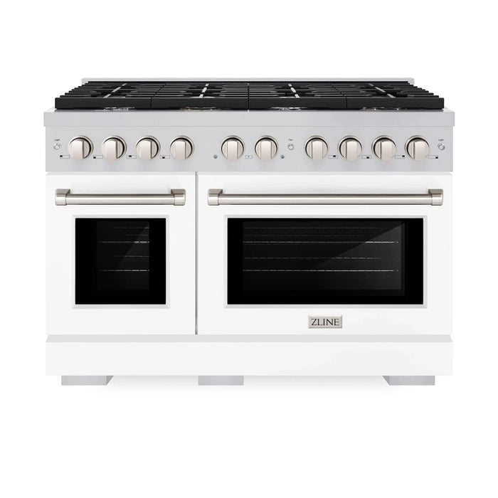 ZLINE 48"Paramount Dual Fuel Range Stainless Steel, White Matte, SDR-WM-4809K