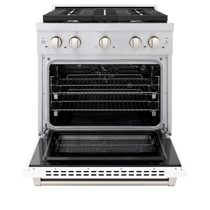 ZLINE 30"Paramount Dual Fuel Range Stainless Steel, White Matte, SDR-WM-3009K