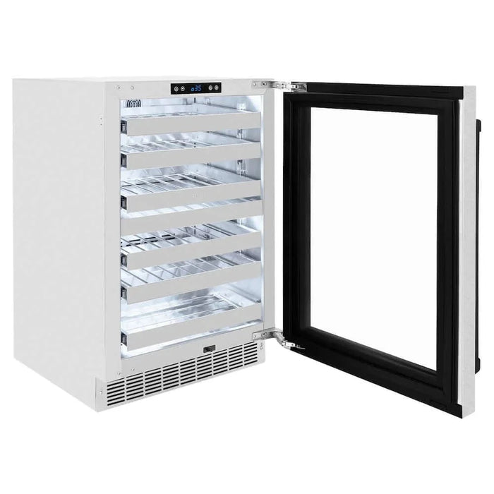 ZLINE 24" Touchstone Dual Zone 44 Bottle Wine Cooler DuraSnow® Stainless Steel Glass Door Matte Black Handle RWDOZ-SN-24-MB