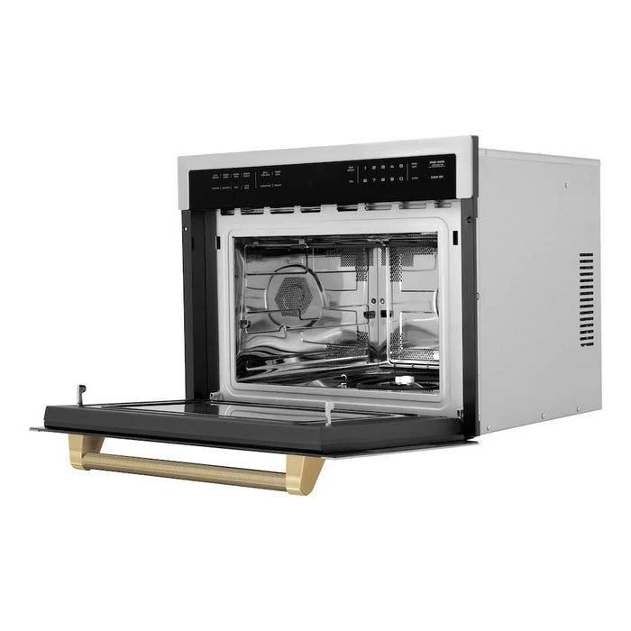 ZLINE Autograph Edition 24" Built-in Convection Microwave Oven, Stainless Steel, Helix Handle MWOZ-24-KCB