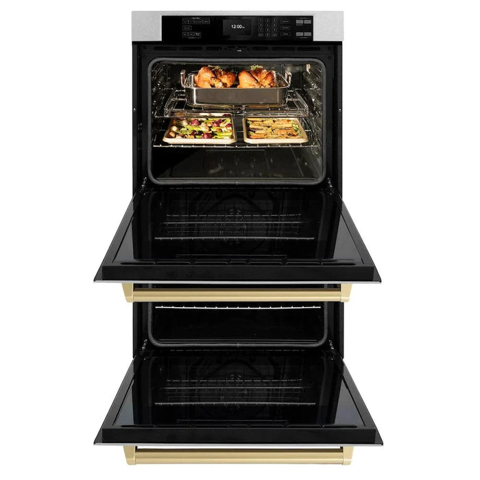ZLINE 30"Professional True Convection Double Wall Oven, Air Fry, Self Clean, DuraSnow® Champagne Bronze WADSZ-30-CB
