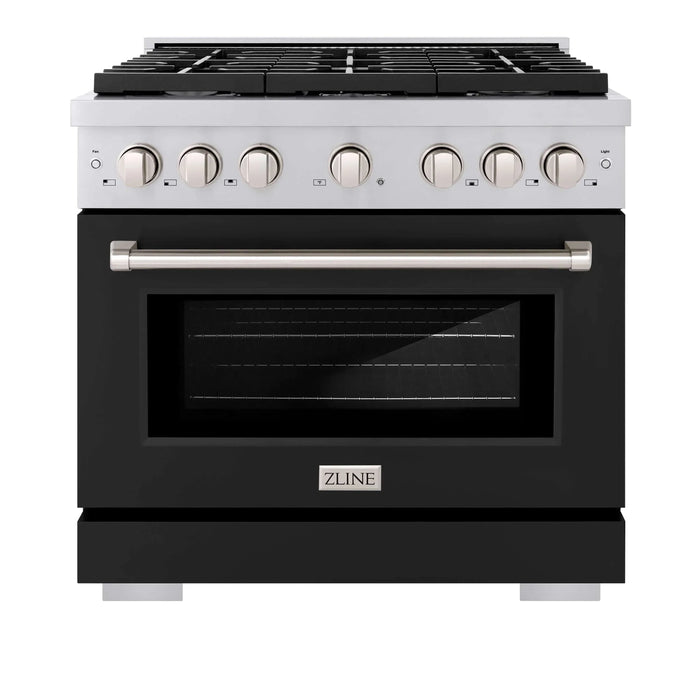 ZLINE 36"Paramount Dual Fuel Range Stainless Steel, Black Matte, SDR-BLM-3609K