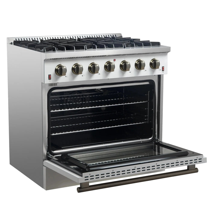 FORNO Galiano 36" Gas on Gas Range FFSGS6244-36WHT