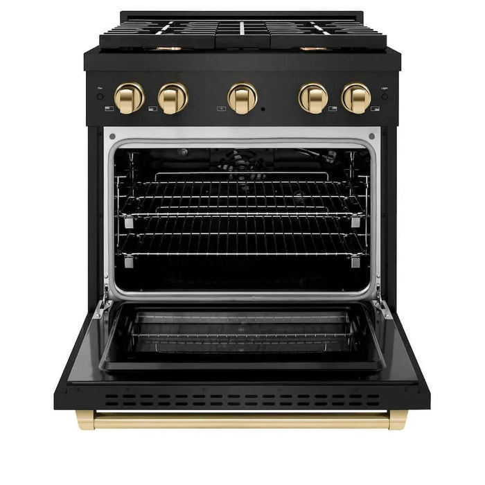 ZLINE 30"Gas Range, Convection Gas Oven, Black, Gold, SGRBZ-30-G