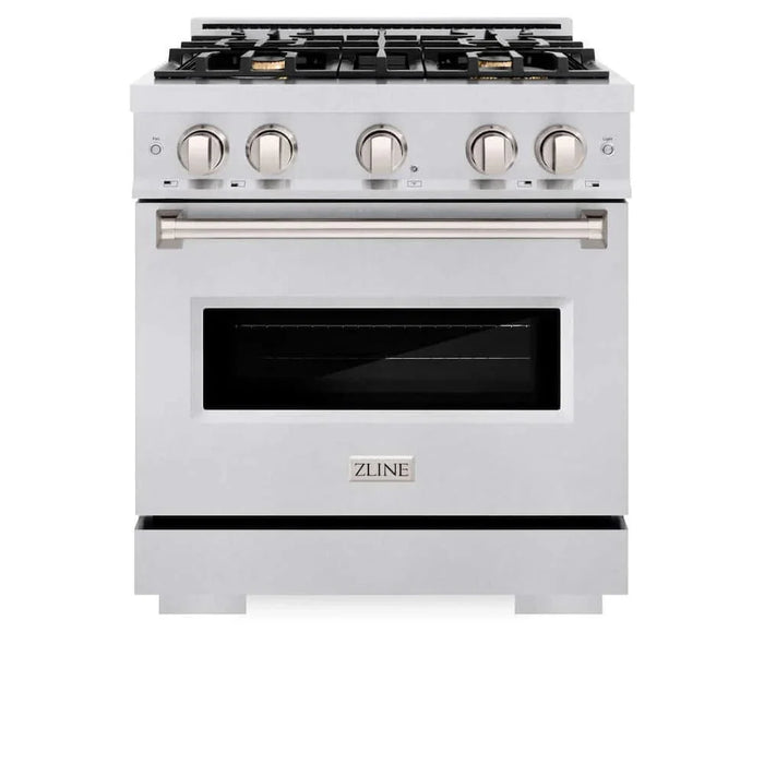 ZLINE 30" Classic Gas Range, Convection Gas Oven DuraSnow® Stainless Steel, Brass Burners CGRS-BR-30