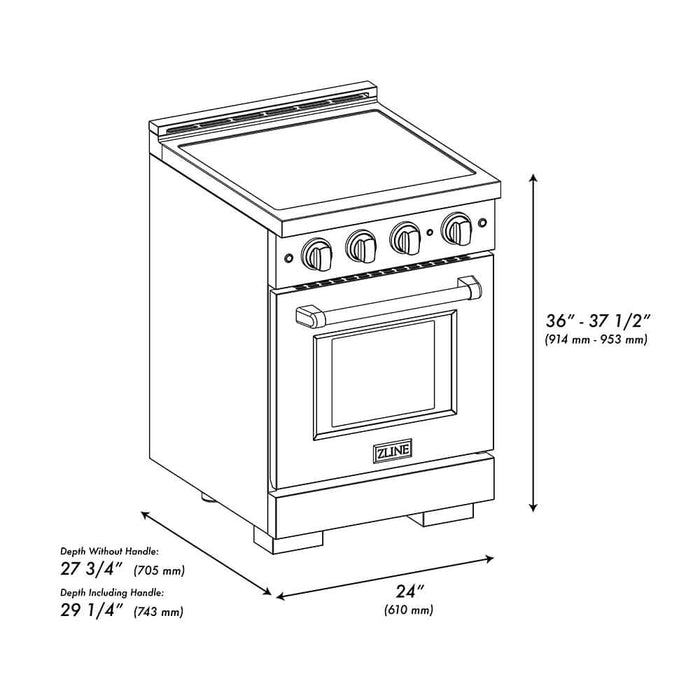 ZLINE 24" Paramount Induction Range, Cooktop, Electric Convection Oven SINR24